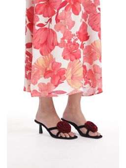 Zori World - MUSE - MAROON ROSE BLACK VELVET HEELS