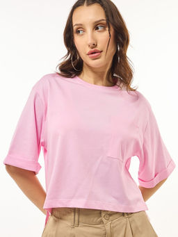 Bewakoof - Women's Pink Oversized Short Top