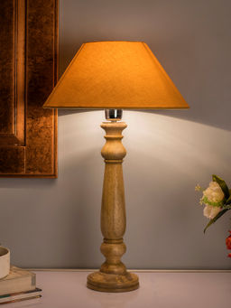 Homesake - Mabel Rustic Wood Table Lamp Golden Shade