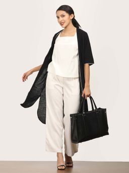 Saltpetre - Women White Overlay With Leg Pants And Square Neck Top (Set of 3)