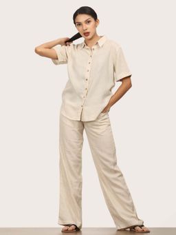Saltpetre - Women Beige Solid Co-Ord (Set of 2)