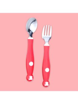 StarAndDaisy - Premium Childware Toddler Spoon and Fork Set - Red-3-5 Years