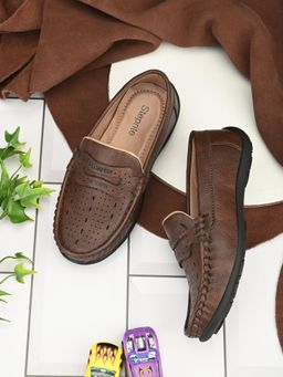 steprite - Kids Slip-On Moccasins Loafer Brown