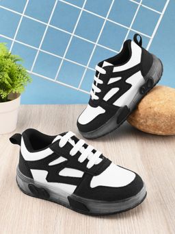 steprite - Kids Suede Athletic Sneakers, Lace-Up Sneakers Black