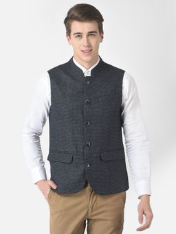 CRIMSOUNE CLUB - Men Blue Textured Waistcoat