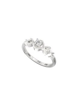 Ayanika - Lab Grown Diamond Rhodium Plated Studded with a Solitaire 0.11 Carat Ring