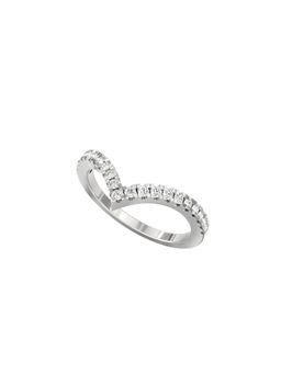 Ayanika - Lab Grown Diamond Rhodium Plated 925 Silver Chevron Ring Studded with 0.21 Carat