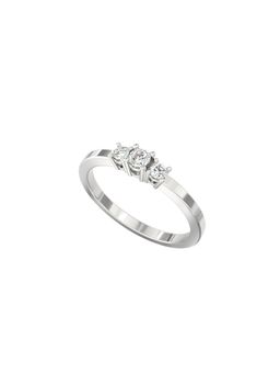 Ayanika - Lab Grown Diamond Rhodium Plated Three Stone Ring Studded with 0.16 Carat