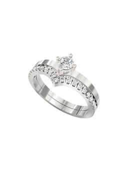 Ayanika - Lab Grown Diamond Rhodium Plated Bridal Ring Set Studded with 0.51 Carat