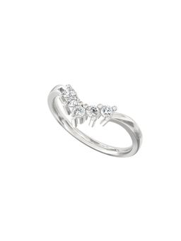 Ayanika - Lab Grown Diamond Curved Cluster Ring in Rhodium Plated with 0.26 Carat