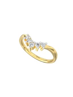 Ayanika - Lab Grown Diamond Curved Cluster Ring in Gold Plated 925 Silver with 0.26 Carat