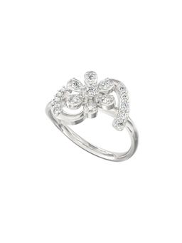 Ayanika - Lab Grown Diamond Floral Swirl Ring in Rhodium Plated 925 Silver with 0.35 Carat