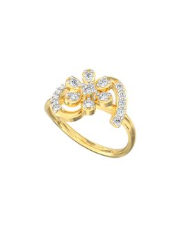 Ayanika - Lab Grown Diamond Floral Swirl Ring in Gold Plated 925 Silver with 0.35 Carat
