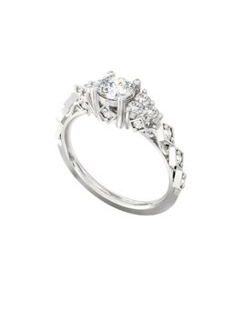 Ayanika - Regal Crown Lab Grown Diamond Ring in Rhodium Plated 925 Silver with 0.95 Carat