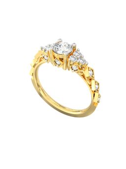 Ayanika - Regal Crown Lab Grown Diamond Ring in Gold Plated 925 Silver with 0.95 Carat