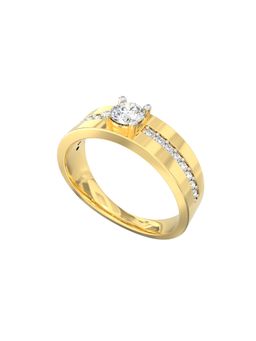 Ayanika - Imperial Solitaire Diamond Band Ring in Gold Plated 925 Silver with 0.55 Carat