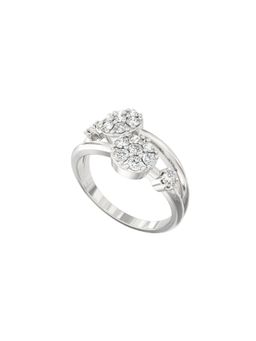 Ayanika - Fleur Lumiere Diamond Floral Ring in Rhodium Plated 925 Silver