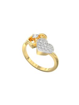 Ayanika - 0.28 Ct Twin Heart Diamond Ring in Gold Plated 925 Silver
