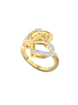 Ayanika - 0.40 Ct Interlocked Heart Diamond Ring in Gold Plated 925 Silver