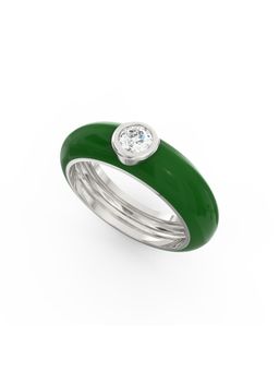 Ayanika - Lab Grown Diamond Rhodium Plated Studded with a Solitaire 0.20 Carat Ring