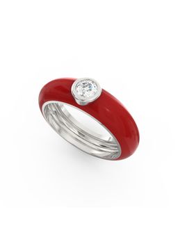 Ayanika - Lab Grown Diamond Rhodium Plated Studded with a Solitaire 0.20 Carat Ring