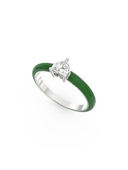Ayanika - Eterna Heart Solitaire Diamond Rhodium Plated Ring in 925 Silver 0.25 Carat