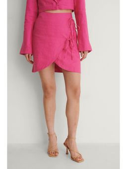 NA-KD - Overlap Linen Skirt Pink