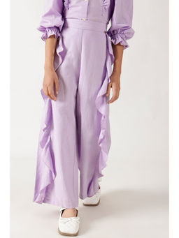 One Friday - Girls Lavender Solid Trouser