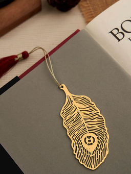 DecorTwist - Brass Peacock Feather Bookmark