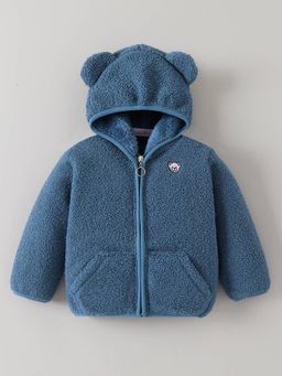 Hopscotch - Boys Blue Polyester Blend Hooded Jacket