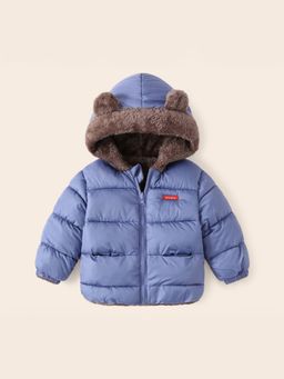 Hopscotch - Boys Blue Cotton Blend Hooded Jacket