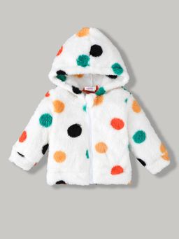 Hopscotch - Girls White Polyester Hooded Jacket