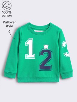 Hopscotch - Boys Green Cotton Round Neck Sweatshirt