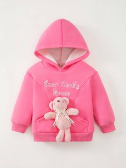 Hopscotch - Girls Pink Cotton Blend Hooded Hoodie