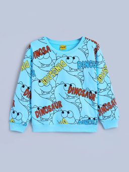 Hopscotch - Boys Aqua Cotton Blend Round Neck Sweatshirt