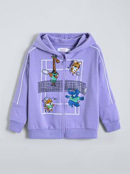 Hopscotch - Boys Purple Cotton Blend Hooded Hoodie