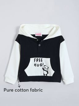 Hopscotch - Boys Black Cotton Hooded Hoodie