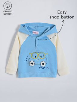 Hopscotch - Boys Blue Cotton Hooded Hoodie