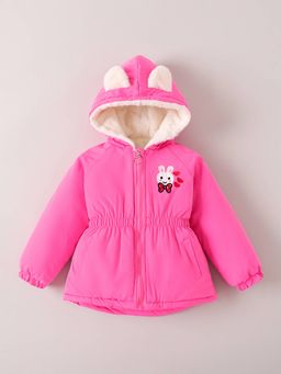Hopscotch - Girls Pink Polyester Hooded Long Coat
