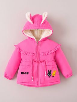 Hopscotch - Girls Pink Polyester Hooded Long Coat