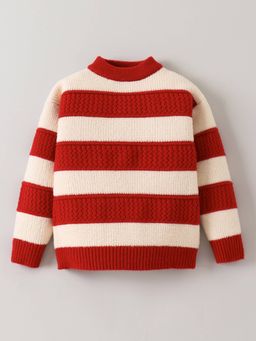 Hopscotch - Girls Red Blended Round Neck Sweater