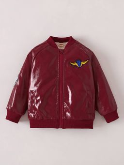 Hopscotch - Boys Burgundy Polyurethane Mandarin Neck Jacket