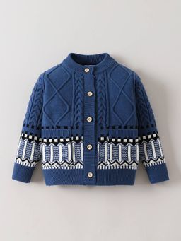 Hopscotch - Boys Blue Nylon Round Neck Sweater