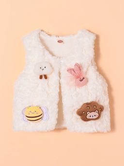 Hopscotch - Girls White Polyester Round Neck Jacket