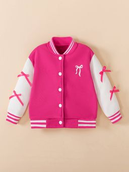 Hopscotch - Girls Pink Polyester Mandarin Neck Jacket