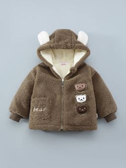 Hopscotch - Boys Brown Polyester Hooded Jacket