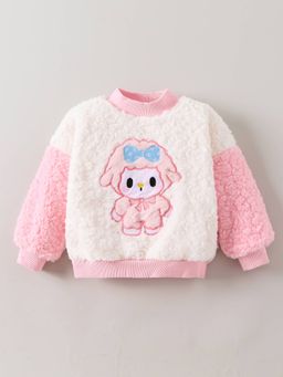 Hopscotch - Girls Pink Polyester Round Neck Sweatshirt