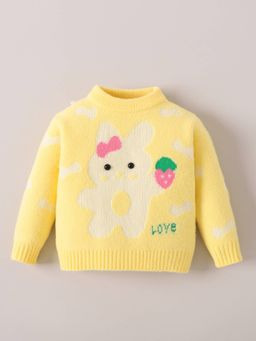 Hopscotch - Girls Yellow Blended Round Neck Sweater