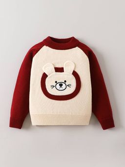 Hopscotch - Boys Beige Cotton Blend High Neck Sweater