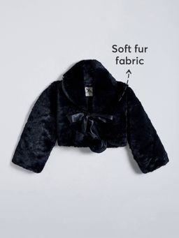 Hopscotch - Girls Black Polyester Collar Neck Jacket